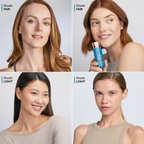 Diverse women showcasing healthy skin with skincare products for natural beauty.