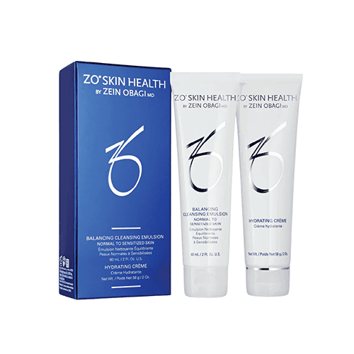 ZO Skin Health balancing cleansing emulsion and hydrating creme for healthy, radiant skin.