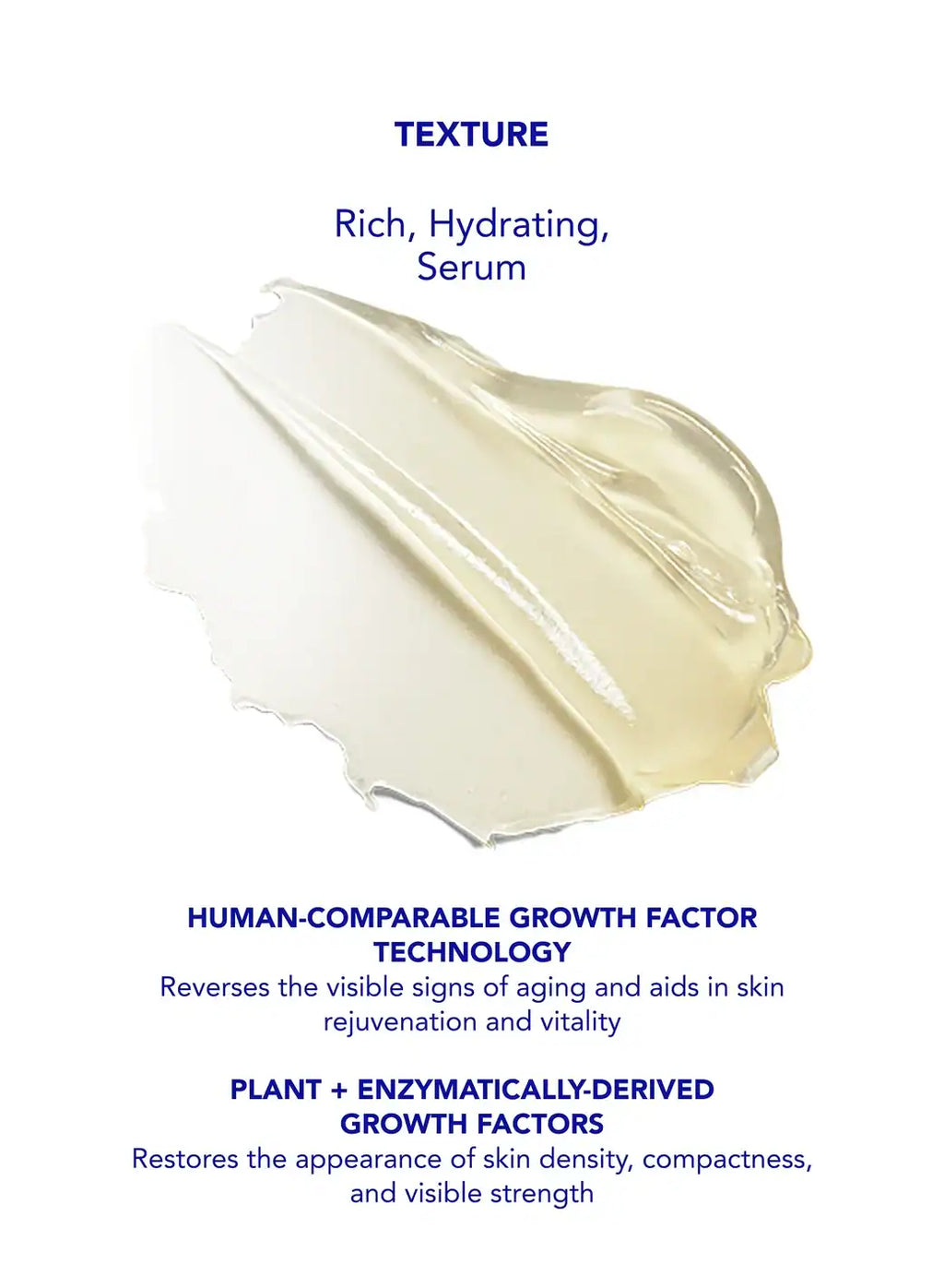 Rich, hydrating growth factor serum for skin rejuvenation and vitality.