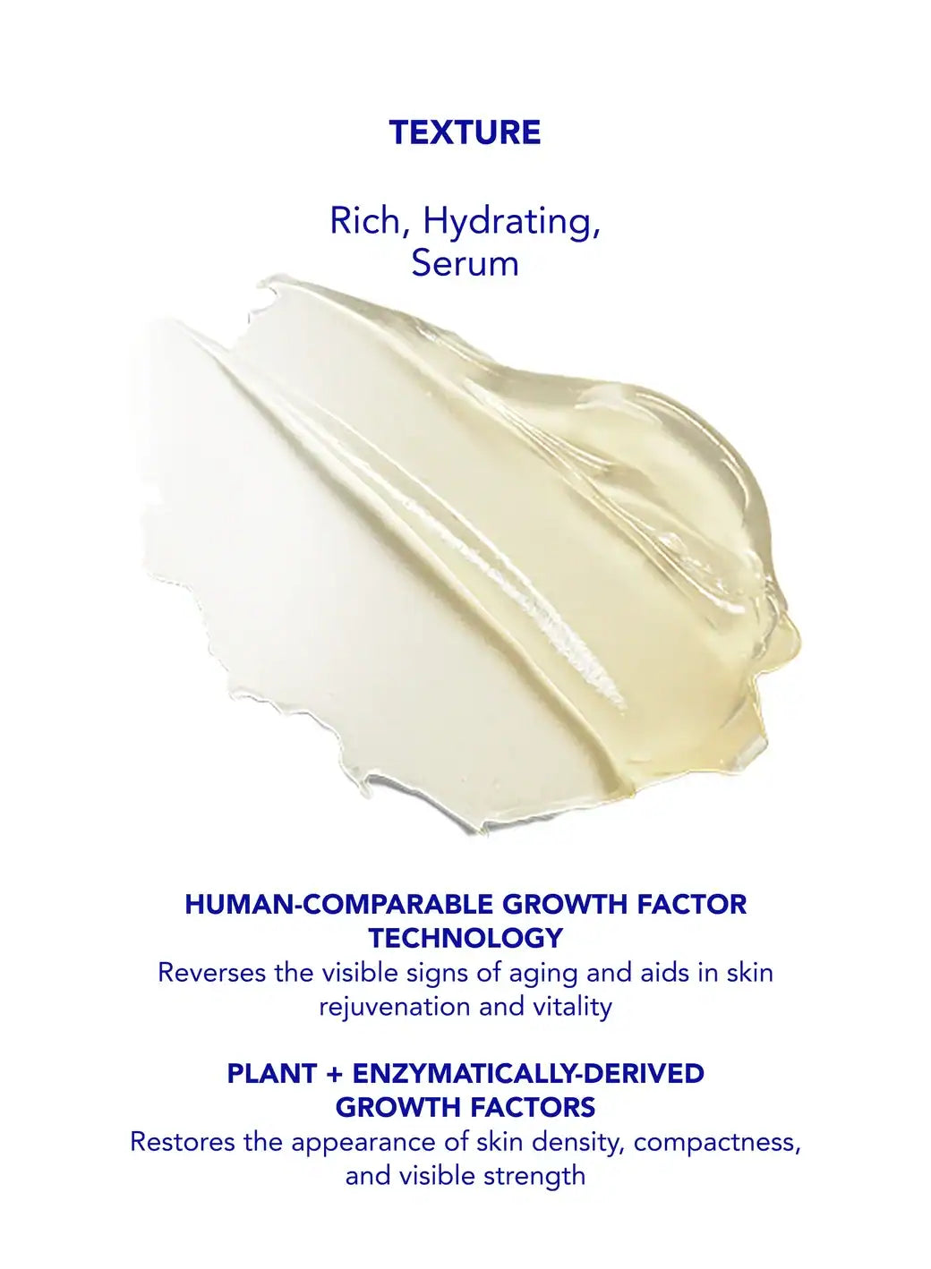 Rich, hydrating growth factor serum for skin rejuvenation and vitality.