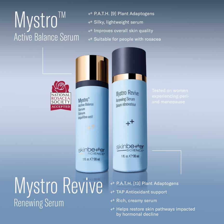 Mystro Revive renewing serum for skin rejuvenation, suitable for rosacea and hormonal skin decline.