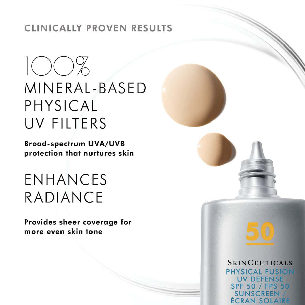 Mineral-based physical UV filters providing broad-spectrum UVA/UVB protection for healthy skin.
