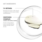 Close-up of skincare cream with retinol and soothing complex ingredients.