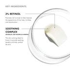 Cream with retinol and soothing complex for skin rejuvenation and calming benefits.