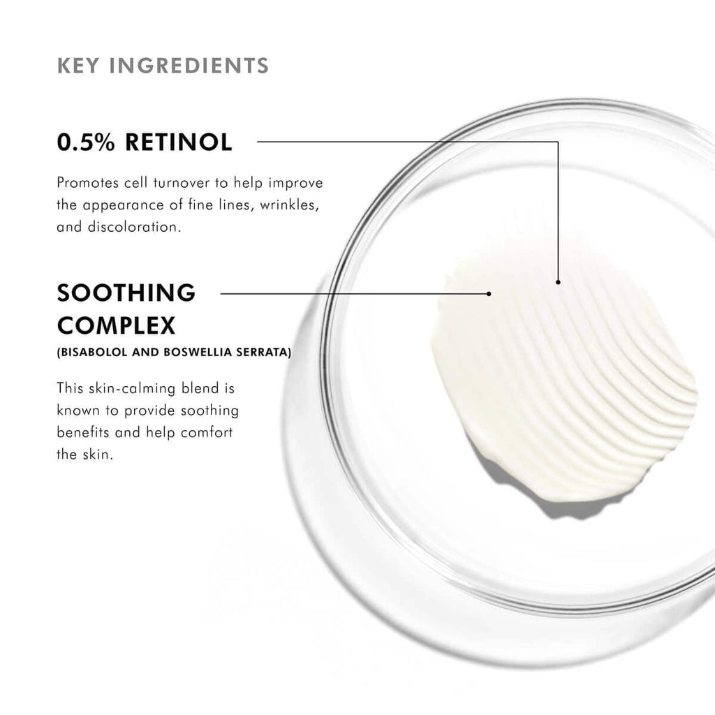 Retinol & soothing complex cream for skin rejuvenation and calming benefits.