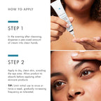 Woman applying hydrogel acne treatment to forehead and under-eye area.