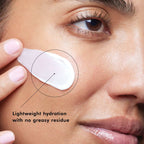 Woman applying lightweight, hydrating skincare with no greasy residue on her face.