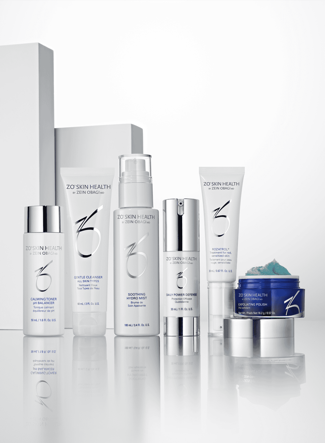 Collection of hydrating and soothing skincare products from SF Wellness for healthy skin.