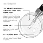 Hyaluronic acid and kombucha extract in a skincare serum for hydration and skin renewal.