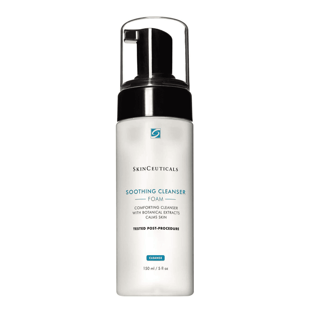 SkinCeuticals soothing cleanser foam for sensitive skin, calming and hydrating facial wash.