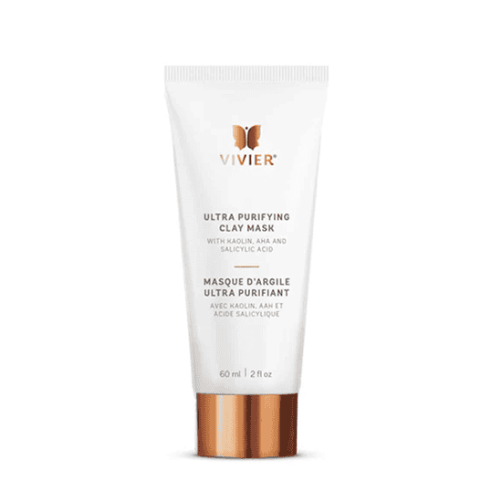 Vivier Ultra Purifying Clay Mask with Kaolin, AHA, and Salicylic Acid for clear skin.