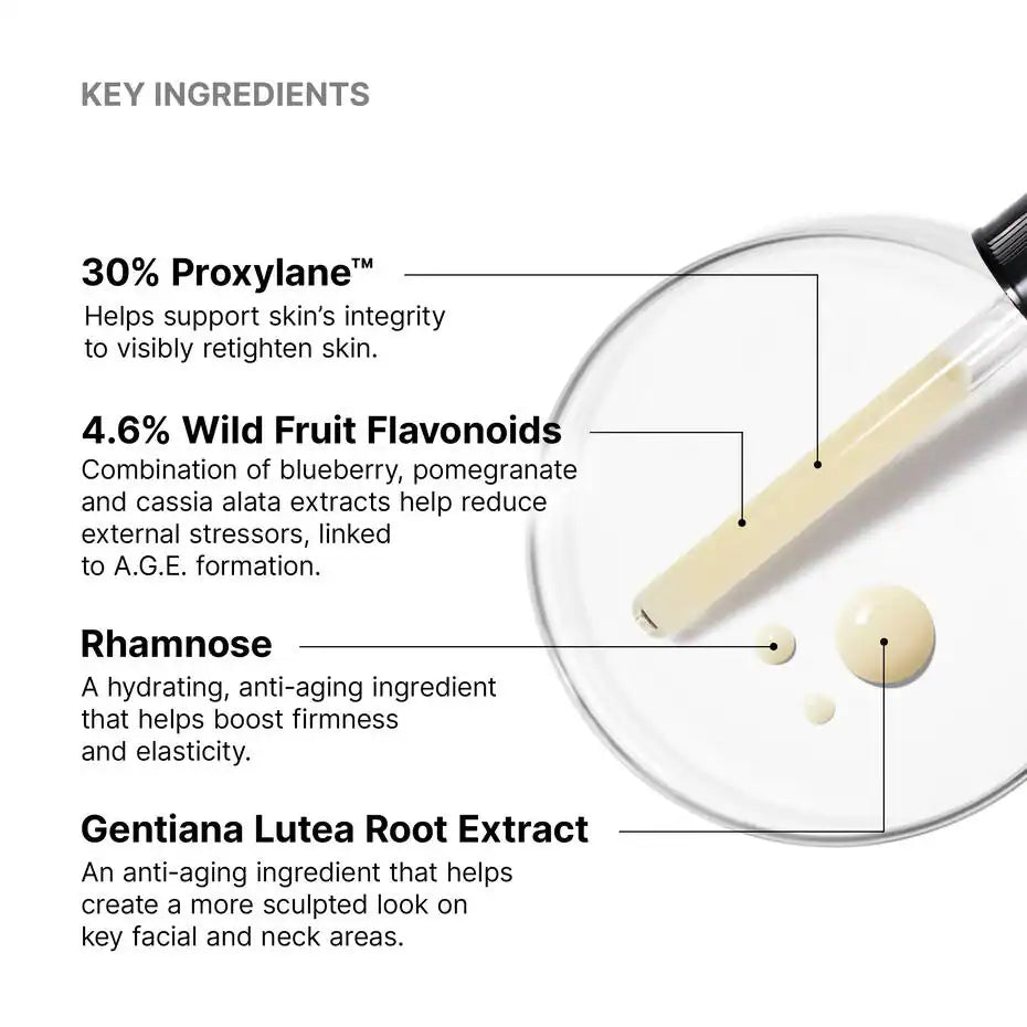 Rejuvenating facial serum with key natural ingredients for skin health and anti-aging benefits.