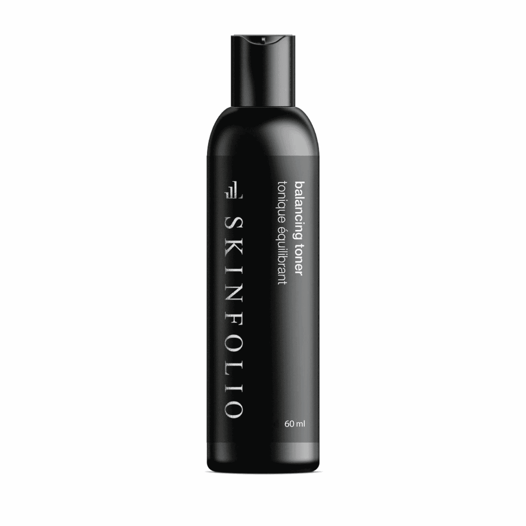 Skin balancing toner bottle for skin rejuvenation and hydration.